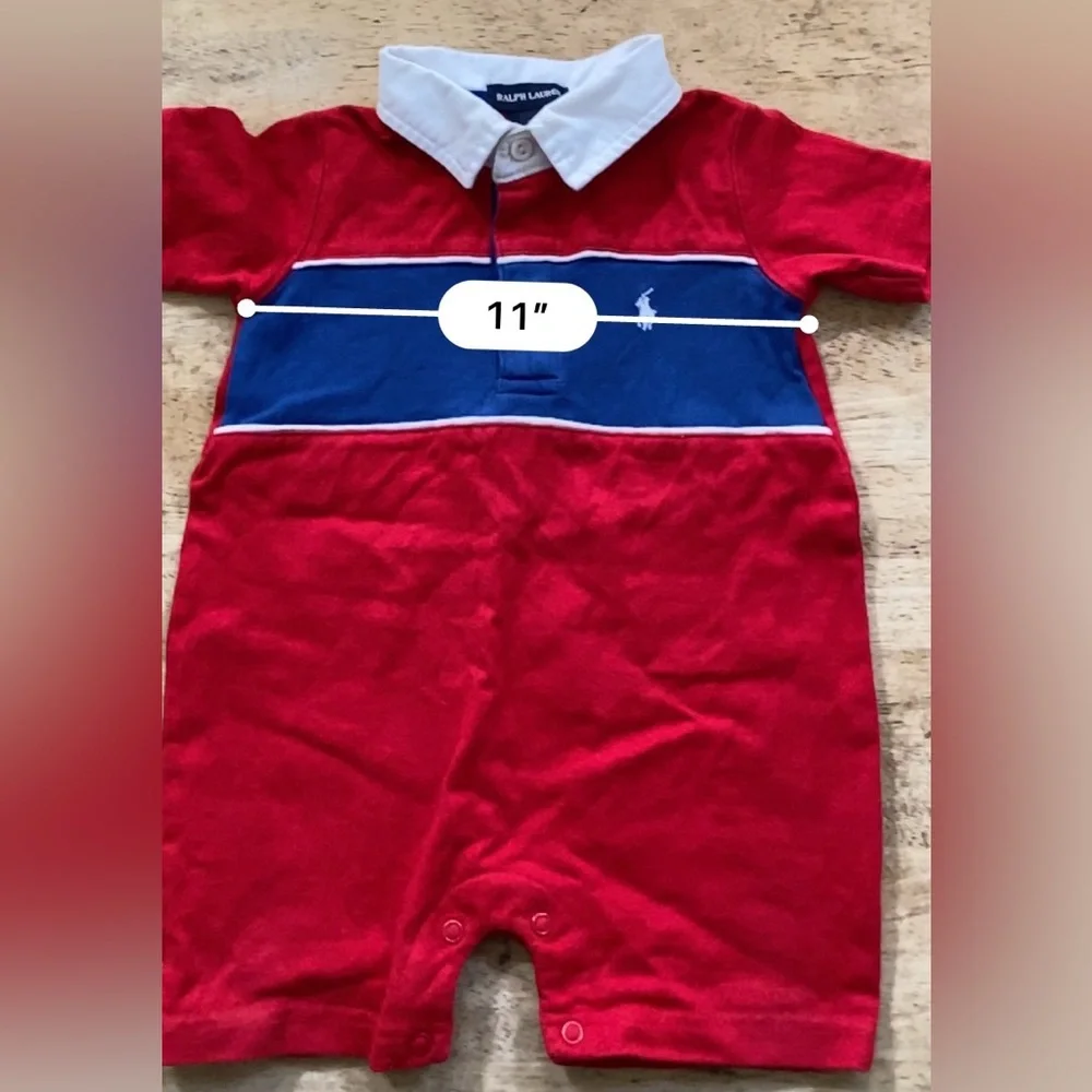 Vintage Polo Ralph Lauren Infant Sz‎ S (3-6 m) Red/Royal Blue Rugby Shortall